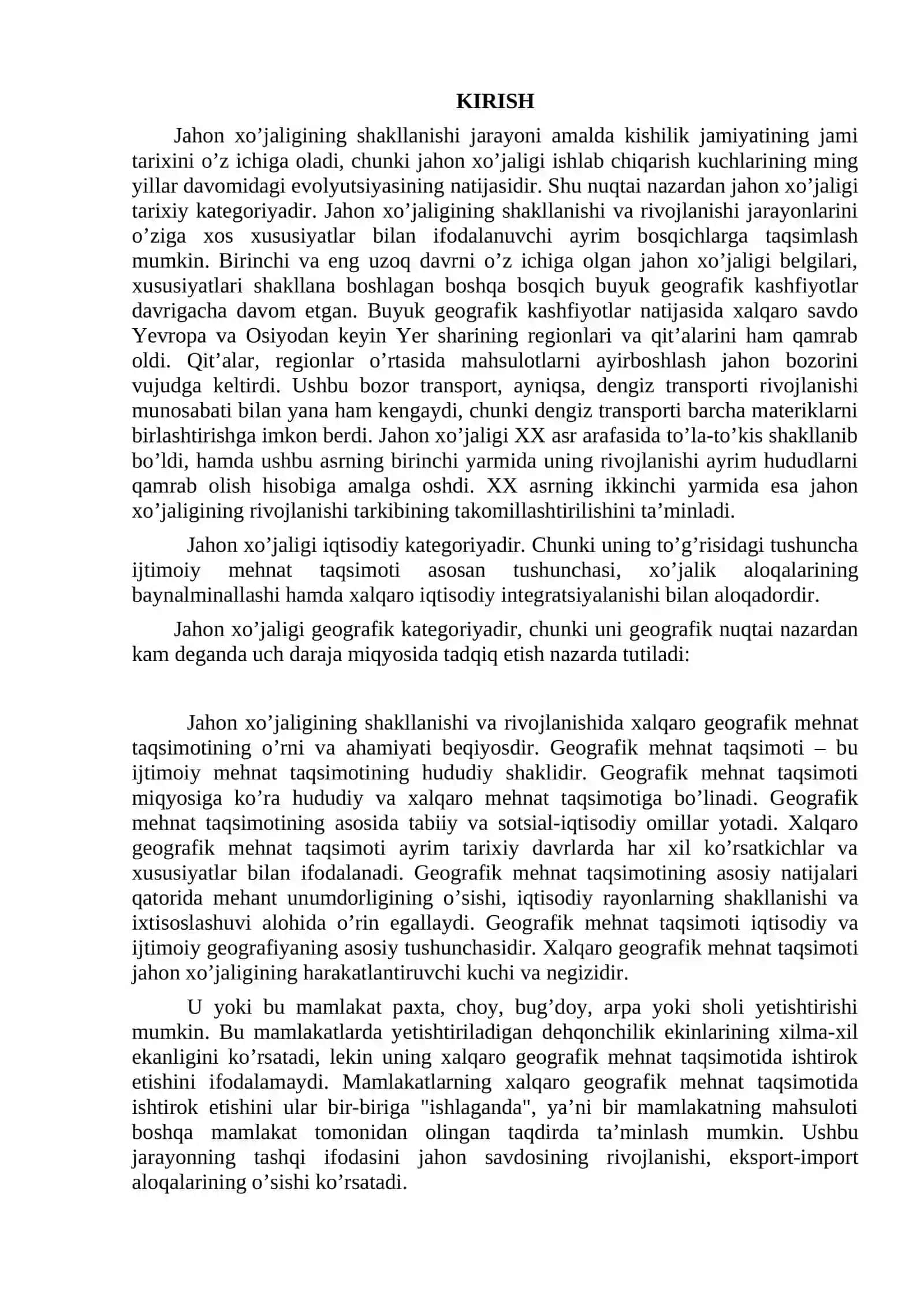 Jahon xo’jaligining umumiy xususiyatlari va rivojlanishi jihatlari 3