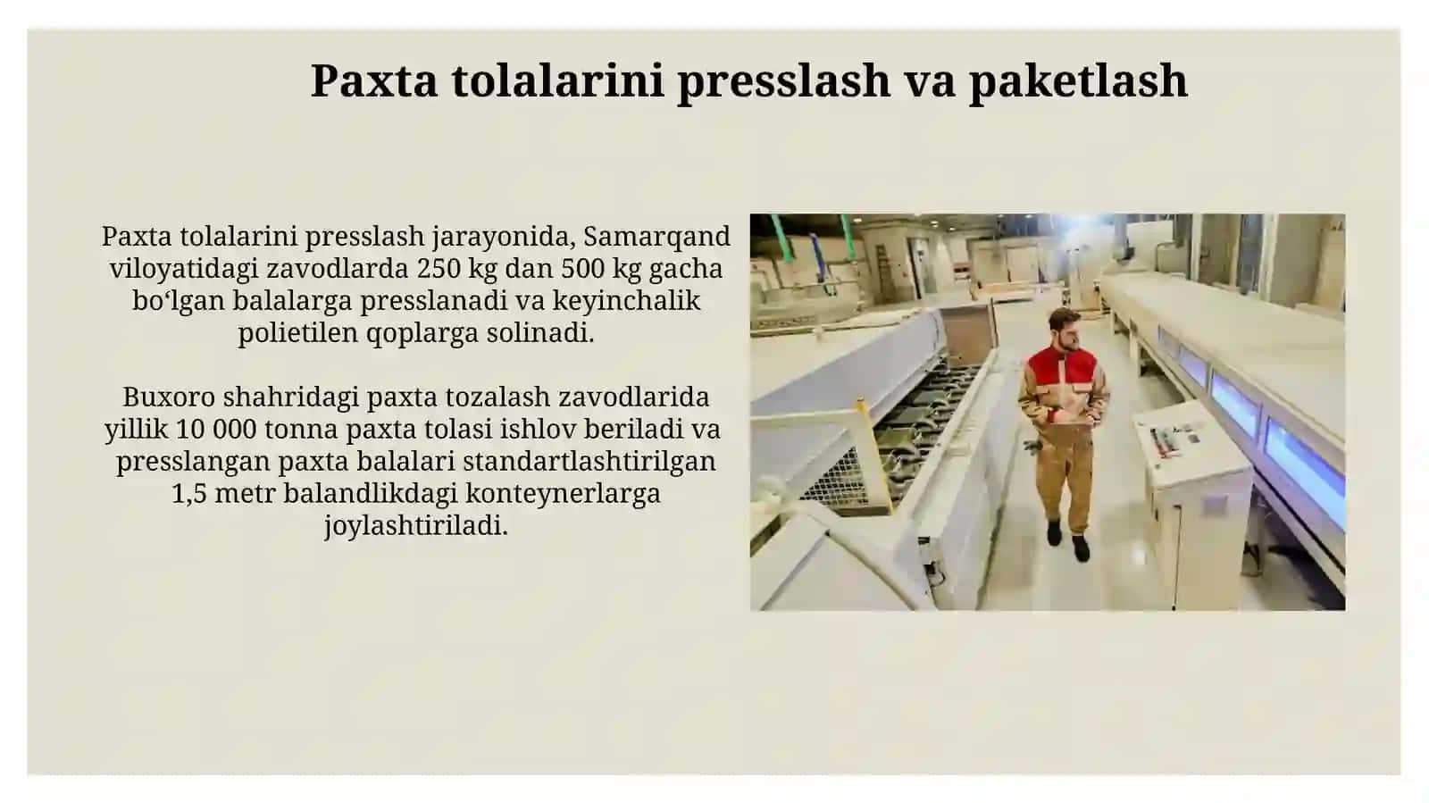 Chet el tozalash paxta korxonalarida tola tozalash texnologik jarayoni 3
