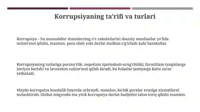Korrupsiya tushunchasi va uning oqibatlari 3