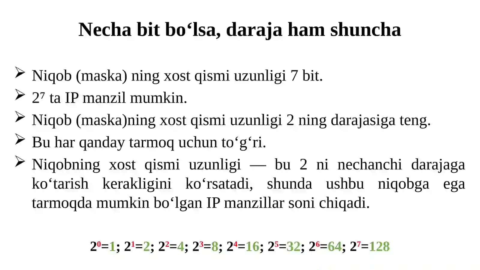 IPv4 tarmoqida nechta IP manzil bo'lishi mumkin? 3