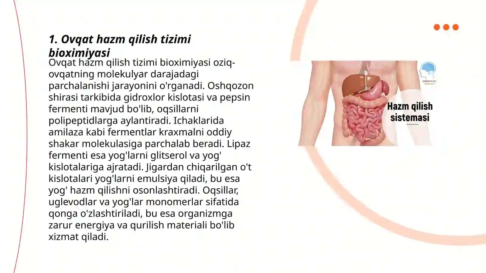 Ovqat hazm qilish tizimi bioximiyasi 3