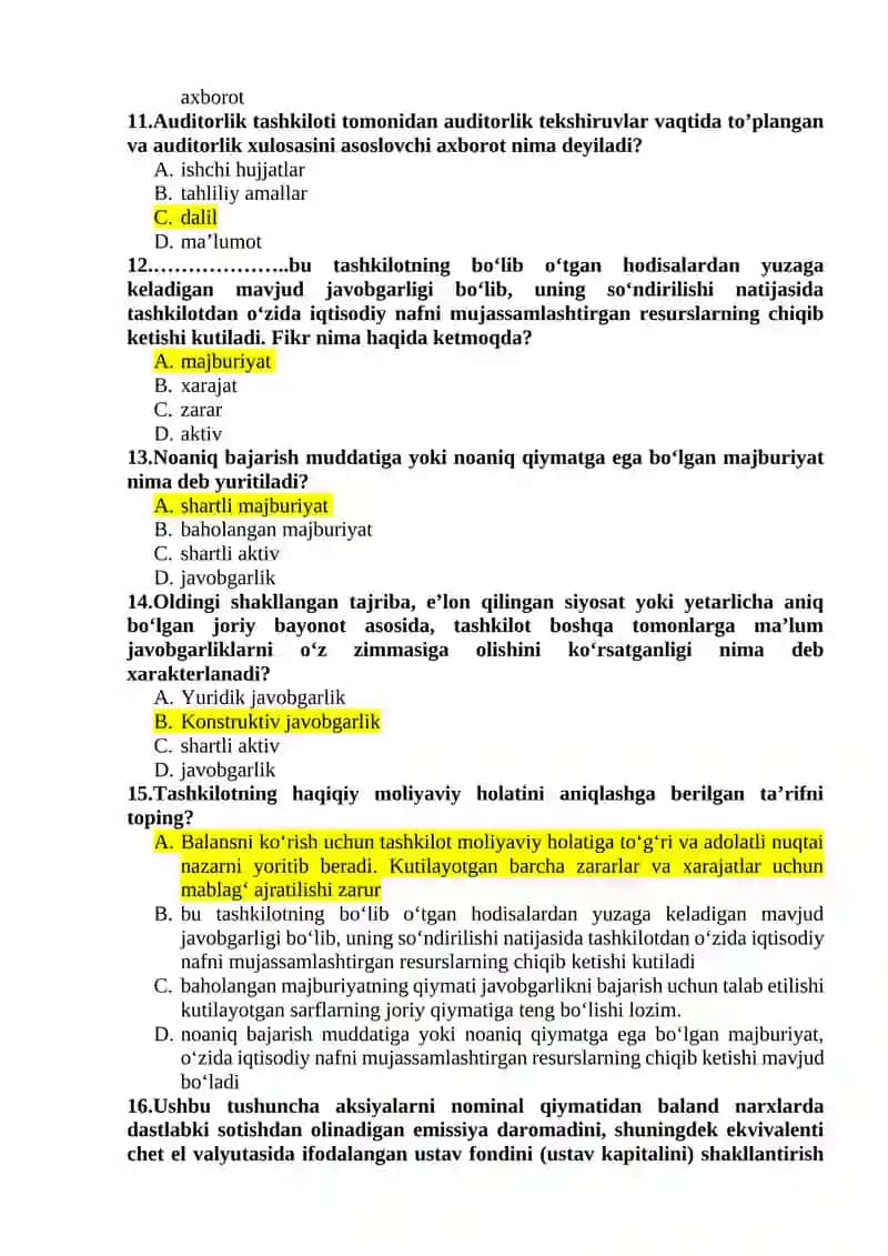 Audit fanidan test javoblari 3