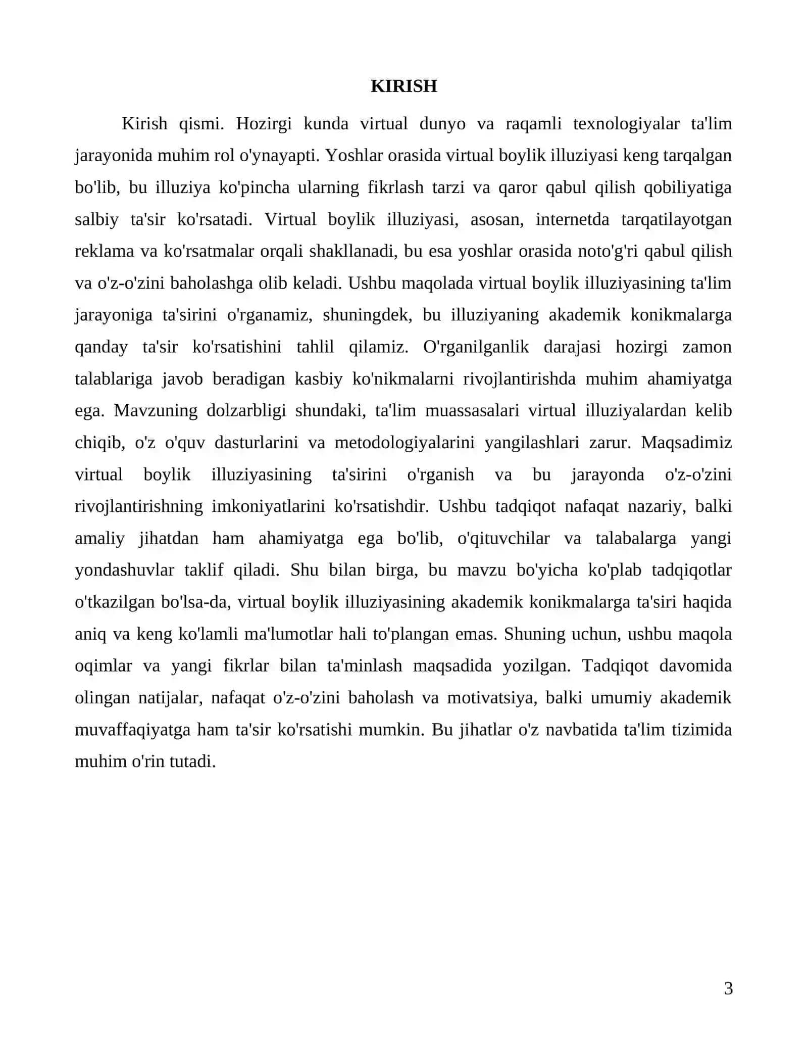 Virtual boylik illuziyasining akademik konikmalarga ta'siri 3