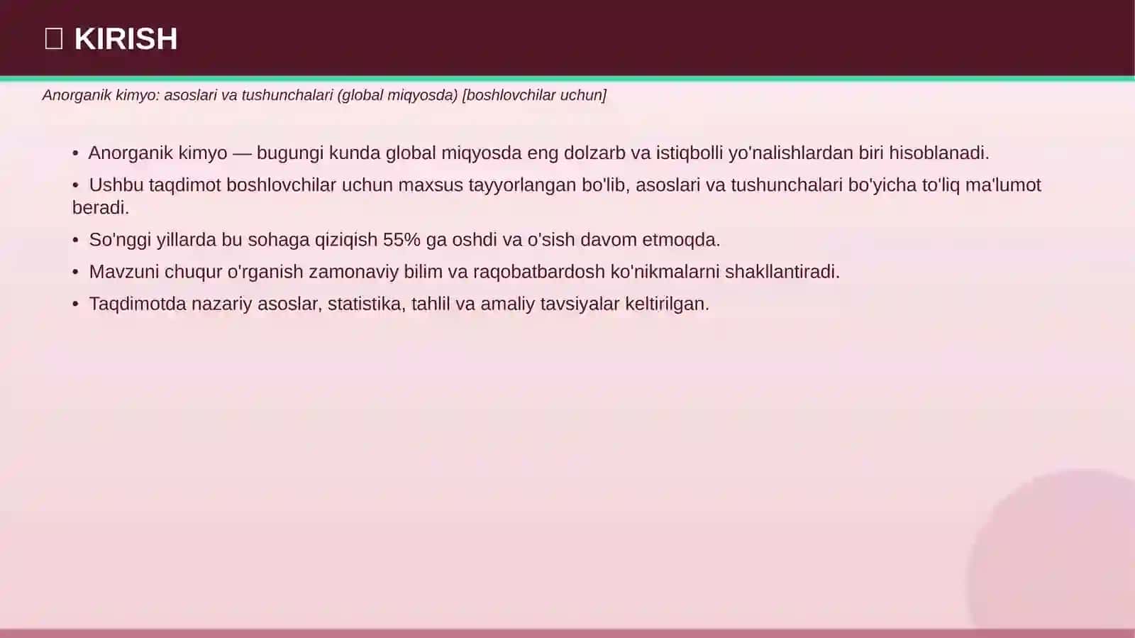 ANORGANIK KIMYO Asoslari va tushunchalari 3