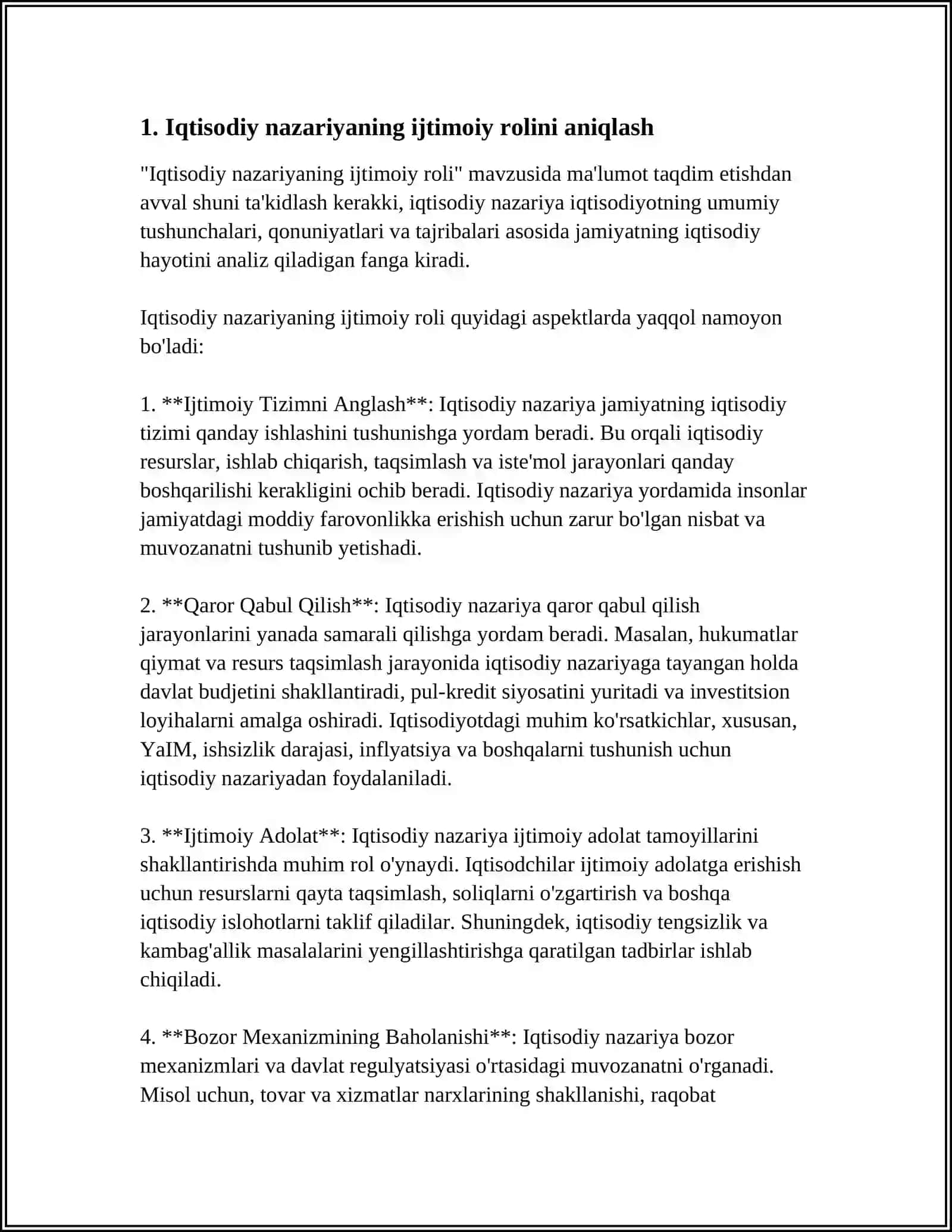 IQTISODIY NAZARIYASI FANINING FAN SIFATIDA SHAKLLANISHIDA BUYUK ALLOMALARNING JUMLADAN IBN XALDUN IBN SINO ABU NOSIR FOROBIY ABU RAYXON BERUNIY VA MIRZO ULUG'BEKLARNING ROLI MAVZUSIDA 3
