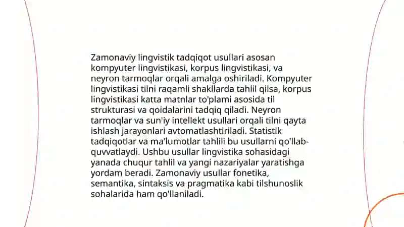 Zamonaviy lingvistik yoʻnalishlarning tadqiq etilishi 3