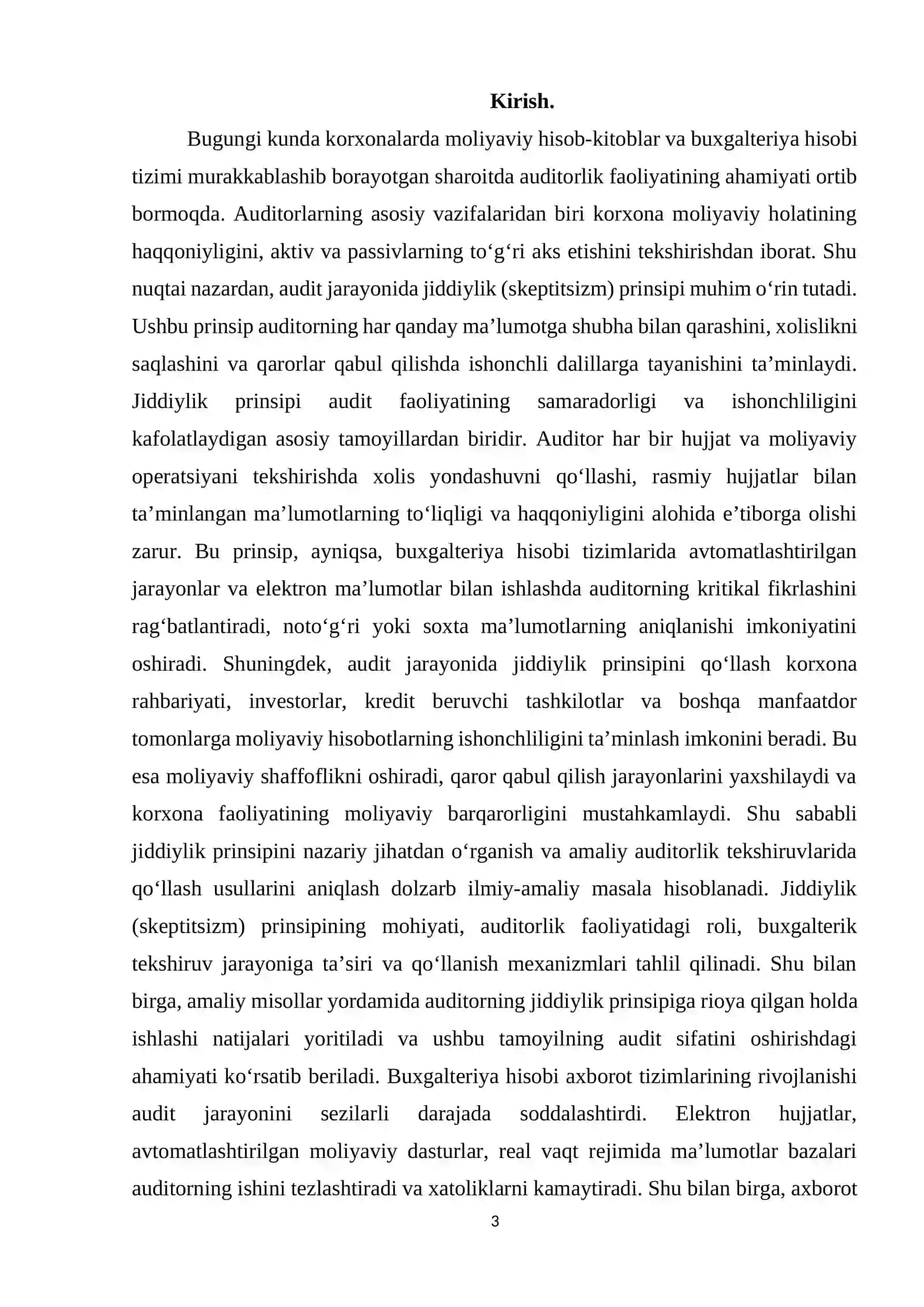 Auditda jiddiylik (skeptitsizm) prinsipining qo‘llanishi va buxgalterik tekshiruvdagi ahamiyati 3