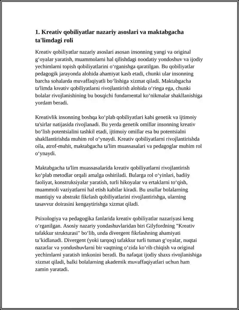 BO'LAJAK MAKTABGACHA TA'LIM PEDAGOGLARINI KREATIV QOBILIYATLARINI RIVOJLANTIRISH MAZMUNI 3