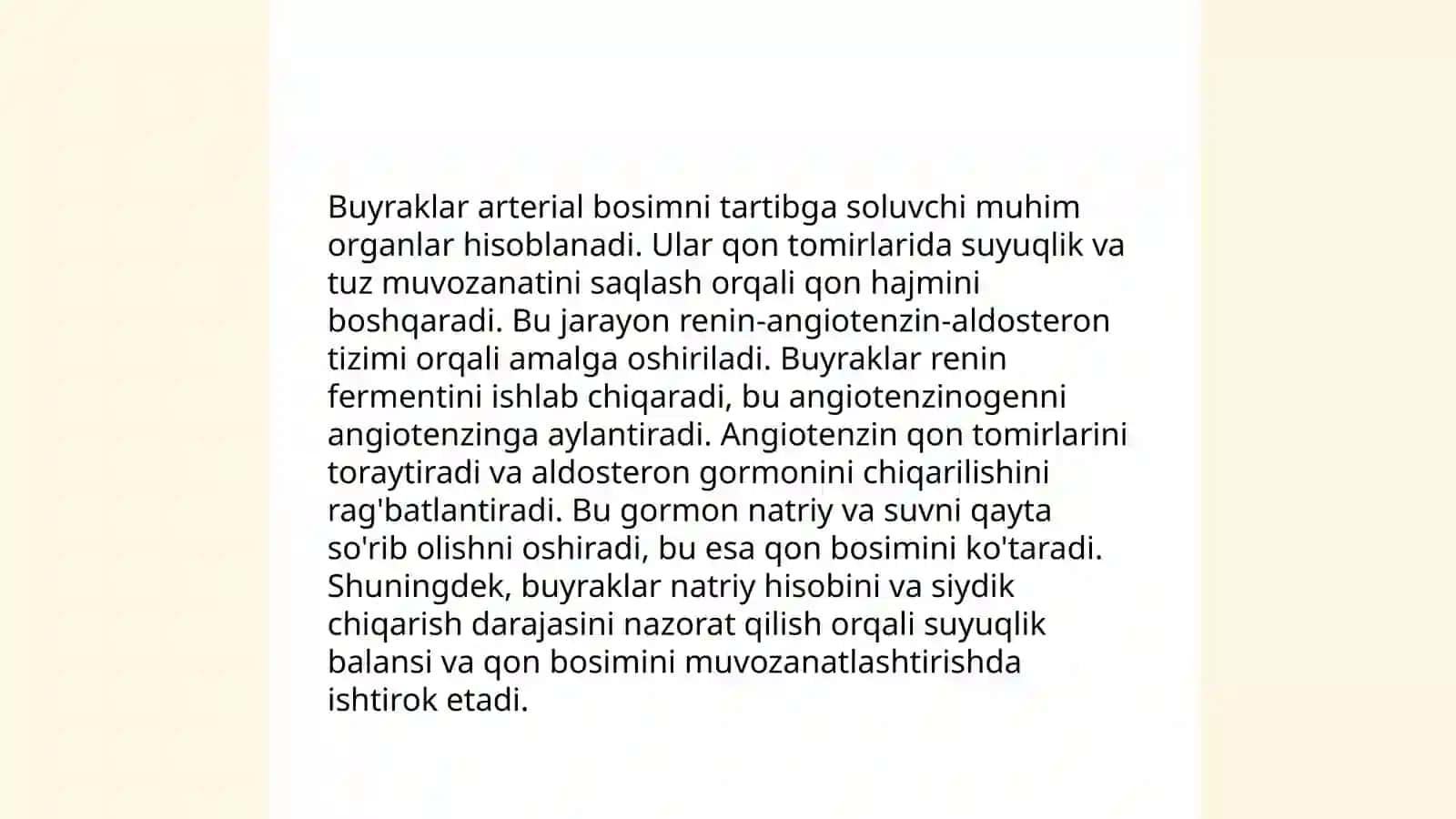Arterial bosimning boshqaruvdagi buyrakning roʻli 3