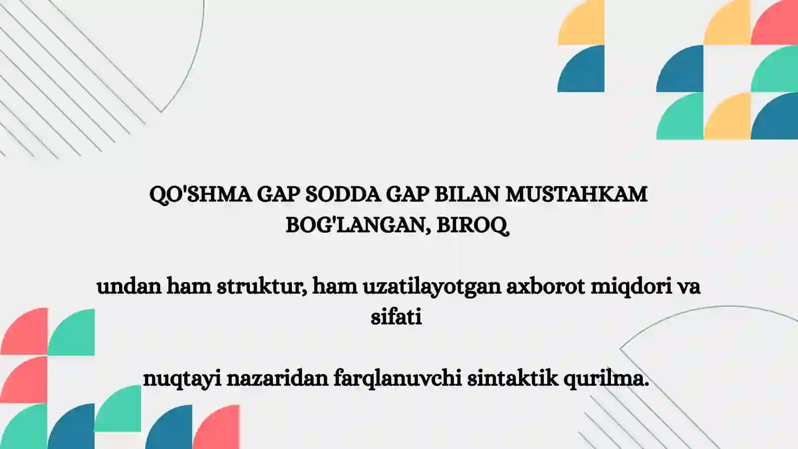 QOʻSHMA GAP TASNIFI MASALASI 3