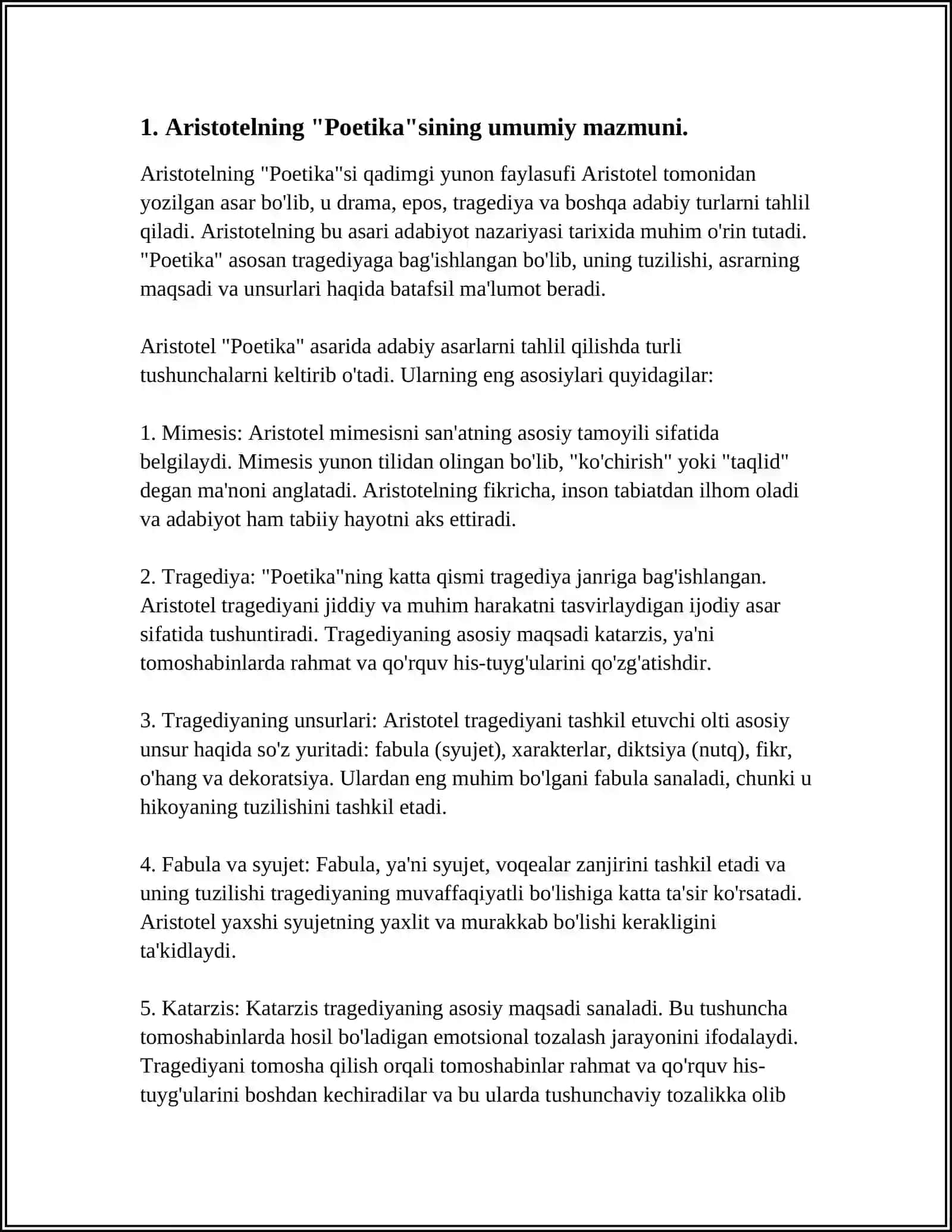 ARISTOTEL "POETIKA" ASARI 3