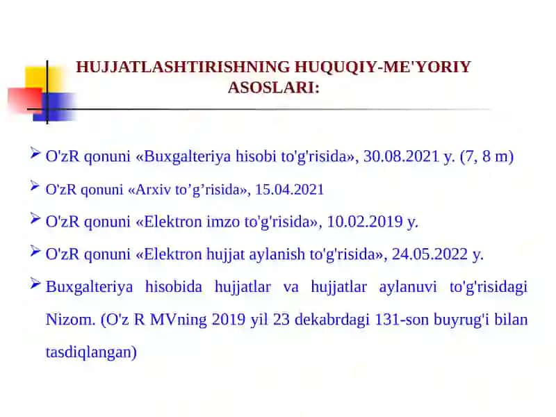 Hujjatlashtirish va inventarizatsiya 3