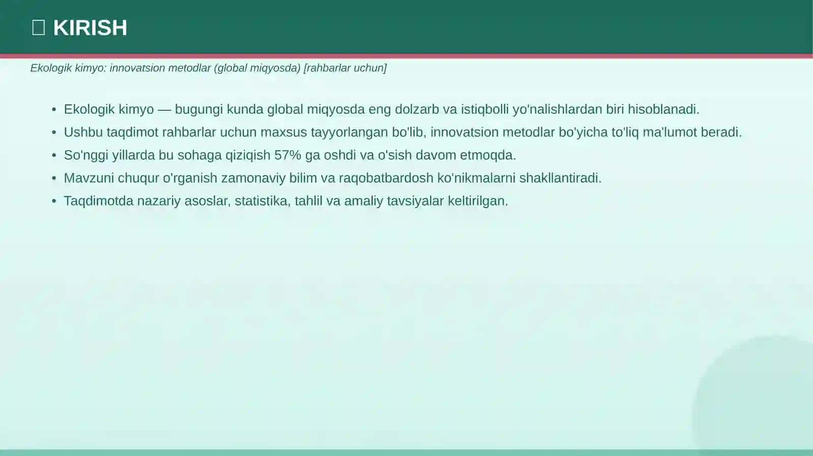 Ekologik kimyo: innovatsion metodlar (global miqyosda) [rahbarlar uchun] 3