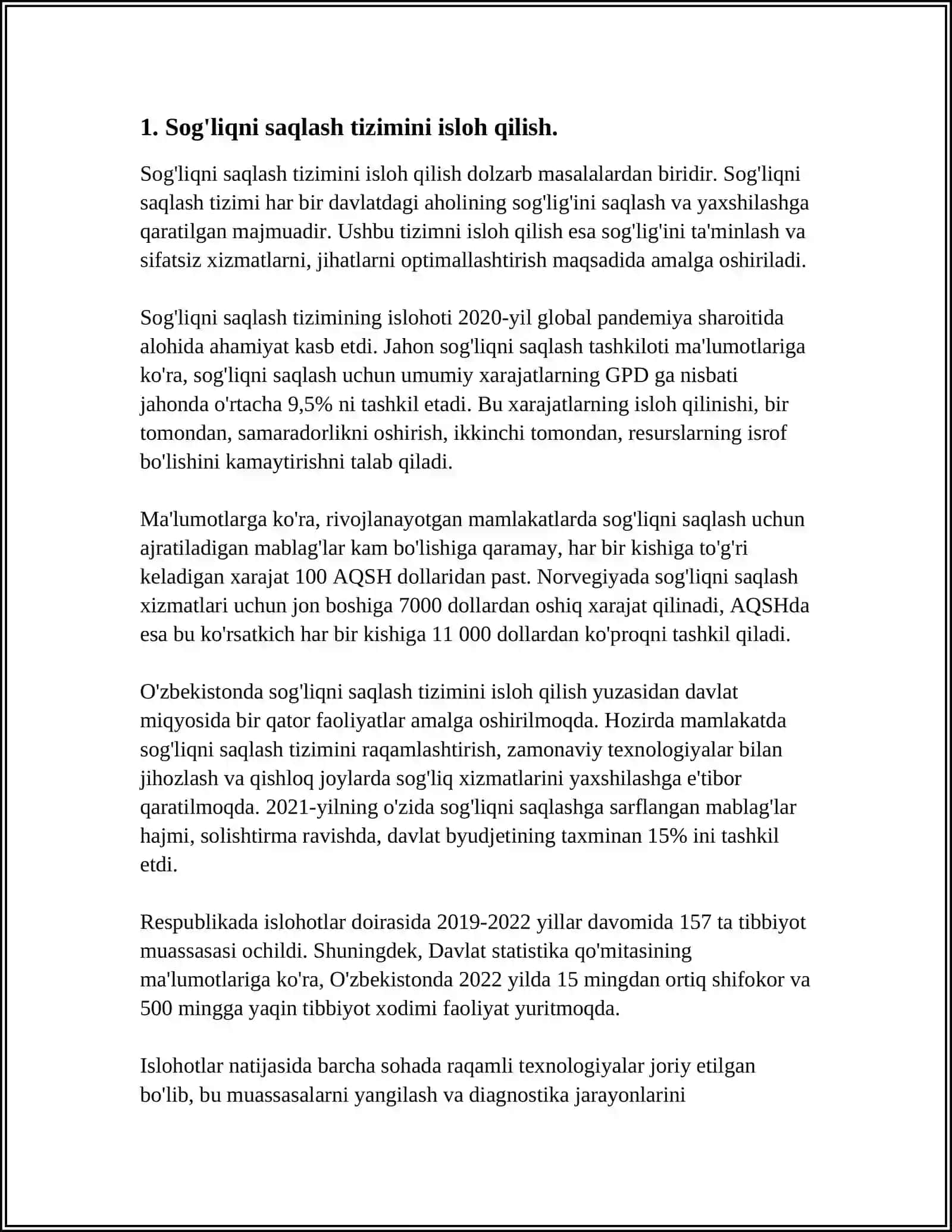 MUSTAQILIK YILLARIDA QOROQOLPOQSTON RESPUBLIKASIDA AMALGA OSHIRILAYOTGAN ISLOHALAR 3