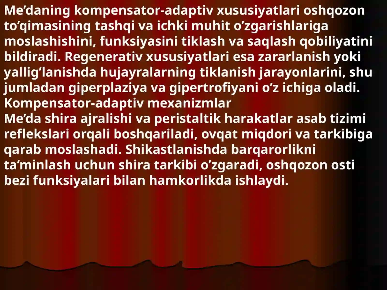 Me'daning kompensator-adaptiv va regenerativ xususiyatlari 3