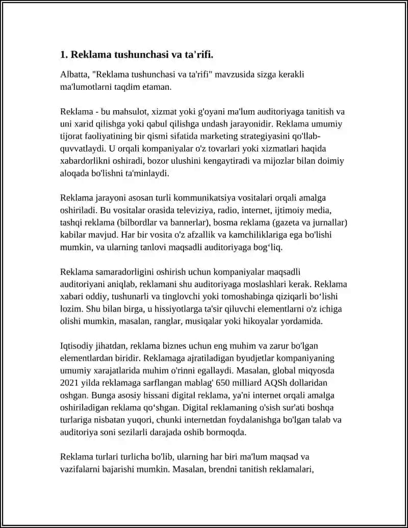 REKLAMA TUSHUNCHASI, MOHIYATI VA VAZIFALARI 3