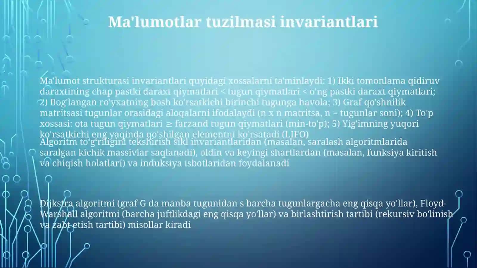 Algoritmnitoʻgʻriliginitekshirishgamisollar 3