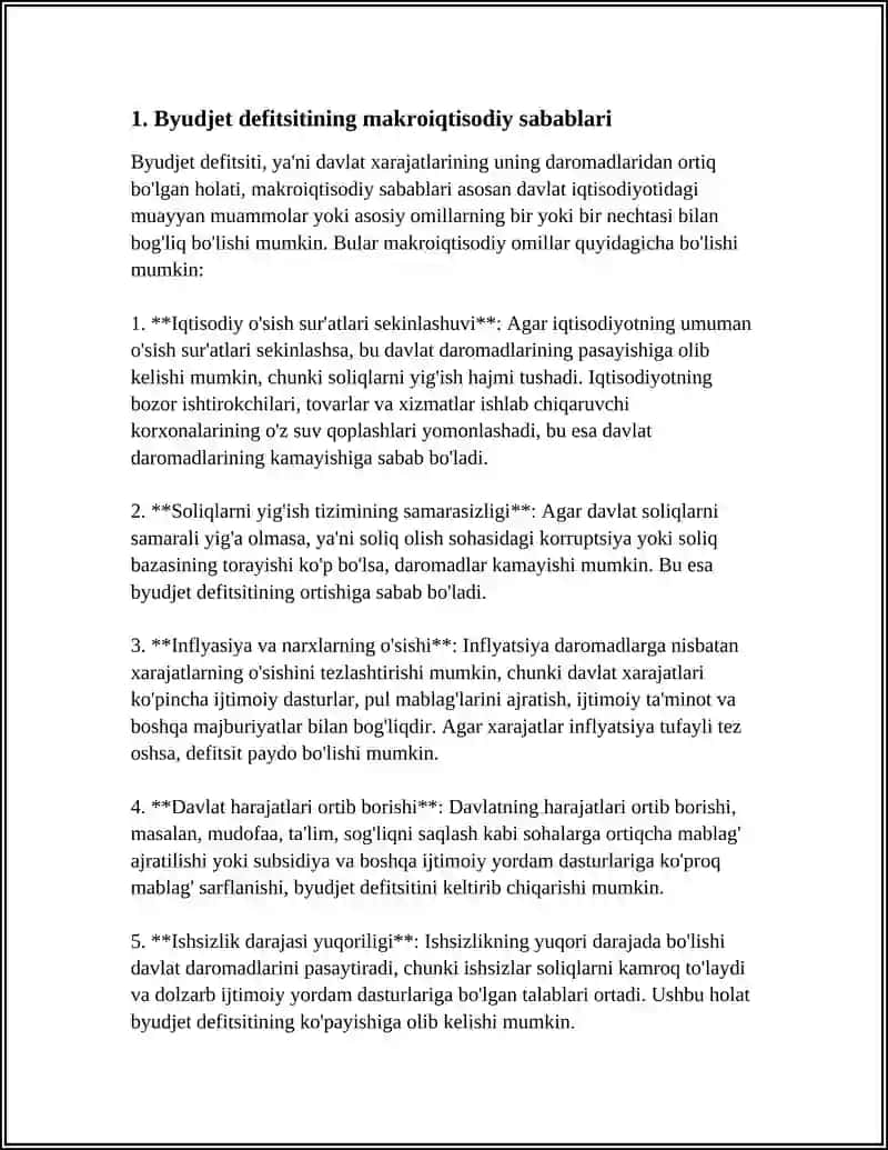 BYUDJET DEFITSITI: SABABLARI VA OQIBATLARI 3
