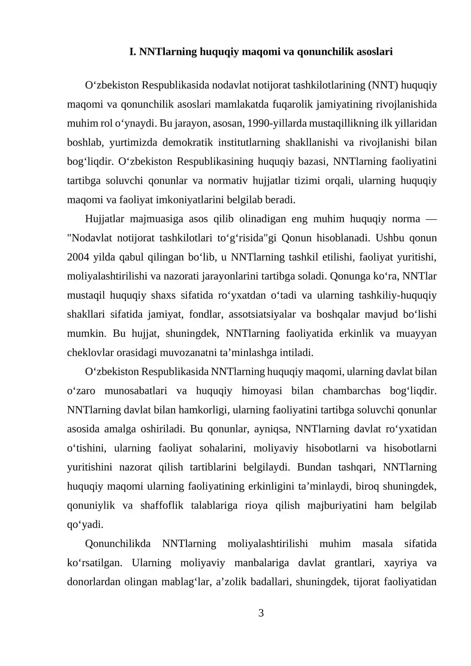 O‘zbekistonda nodavlat notijorat tashkilotlarining fuqarolik jamiyati instituti sifatida rivojlanishi uchun yaratilgan shart-sharoitlar 3