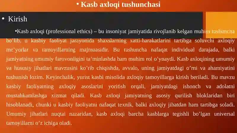 Kasb axloqi tushunchasi umumiy va hususiy jihatlar 3