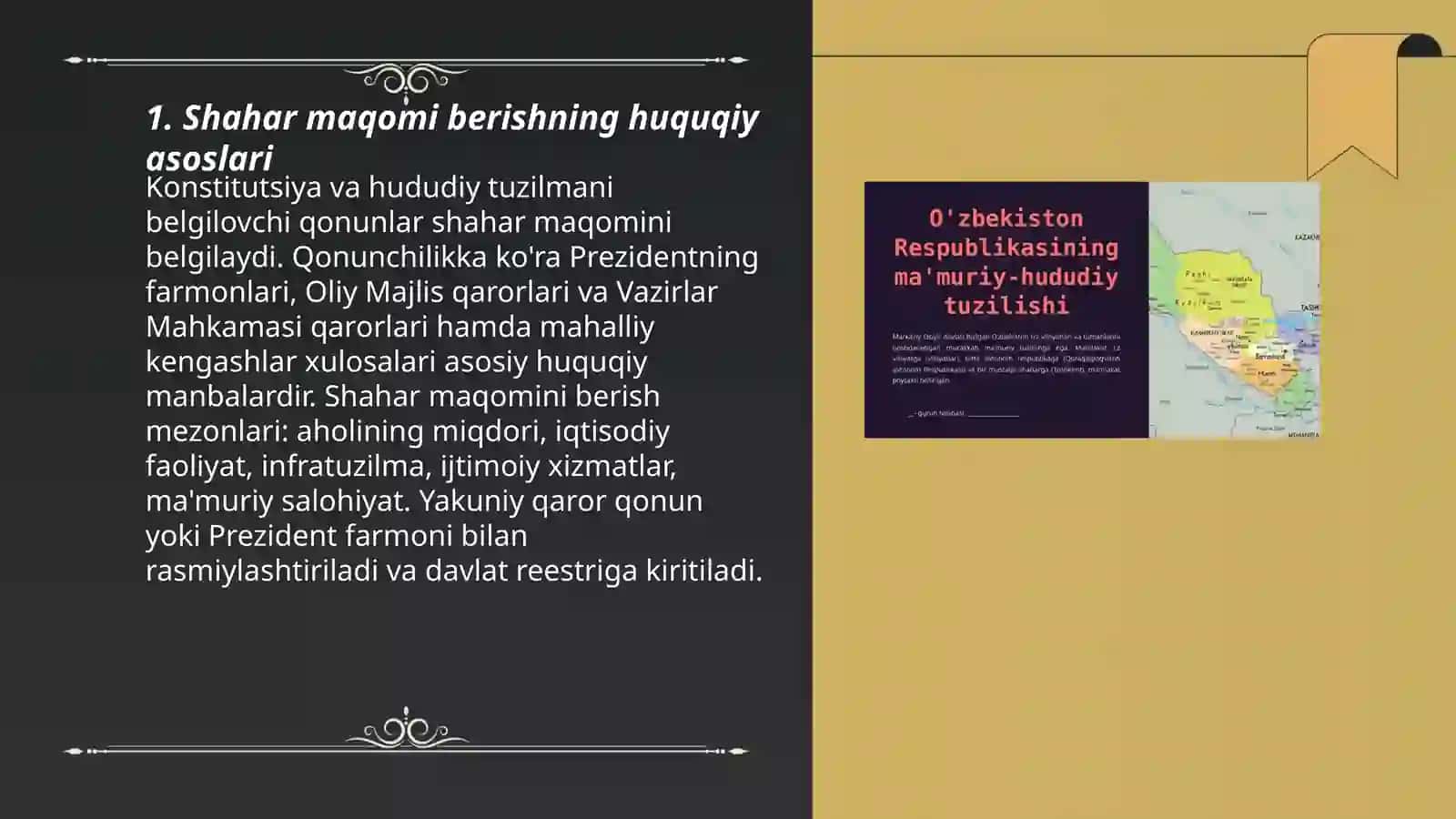 Shahar maqomi berish tartibi ma'muriy hududiy birliklarni tashkil etish va tugatish tartibi 3