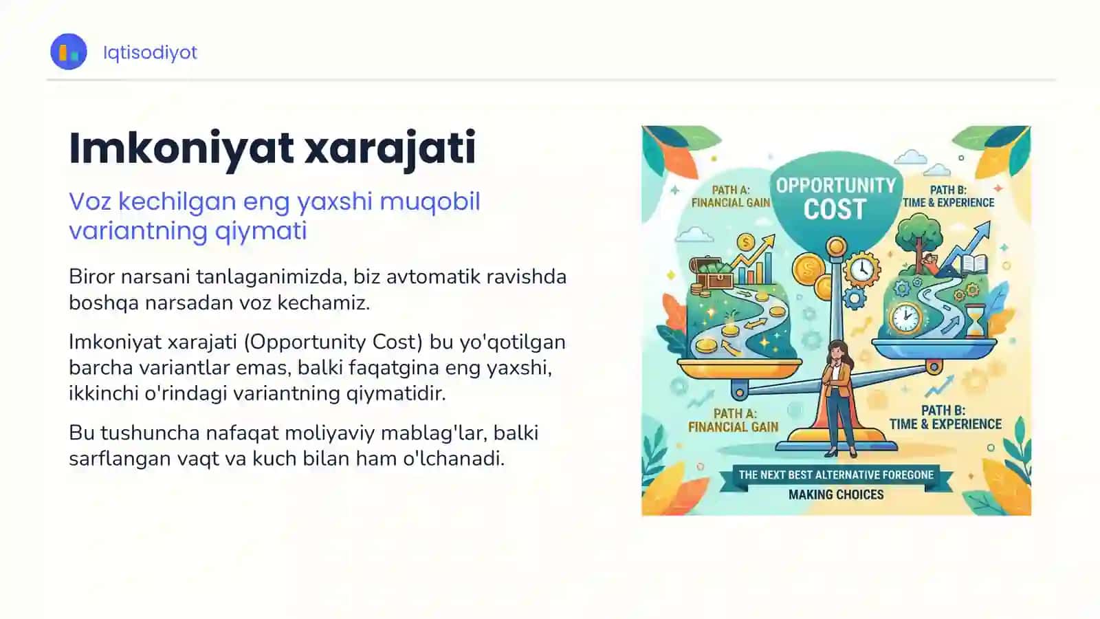 Iqtisodiy Tanlov va Imkoniyat Xarajati 3