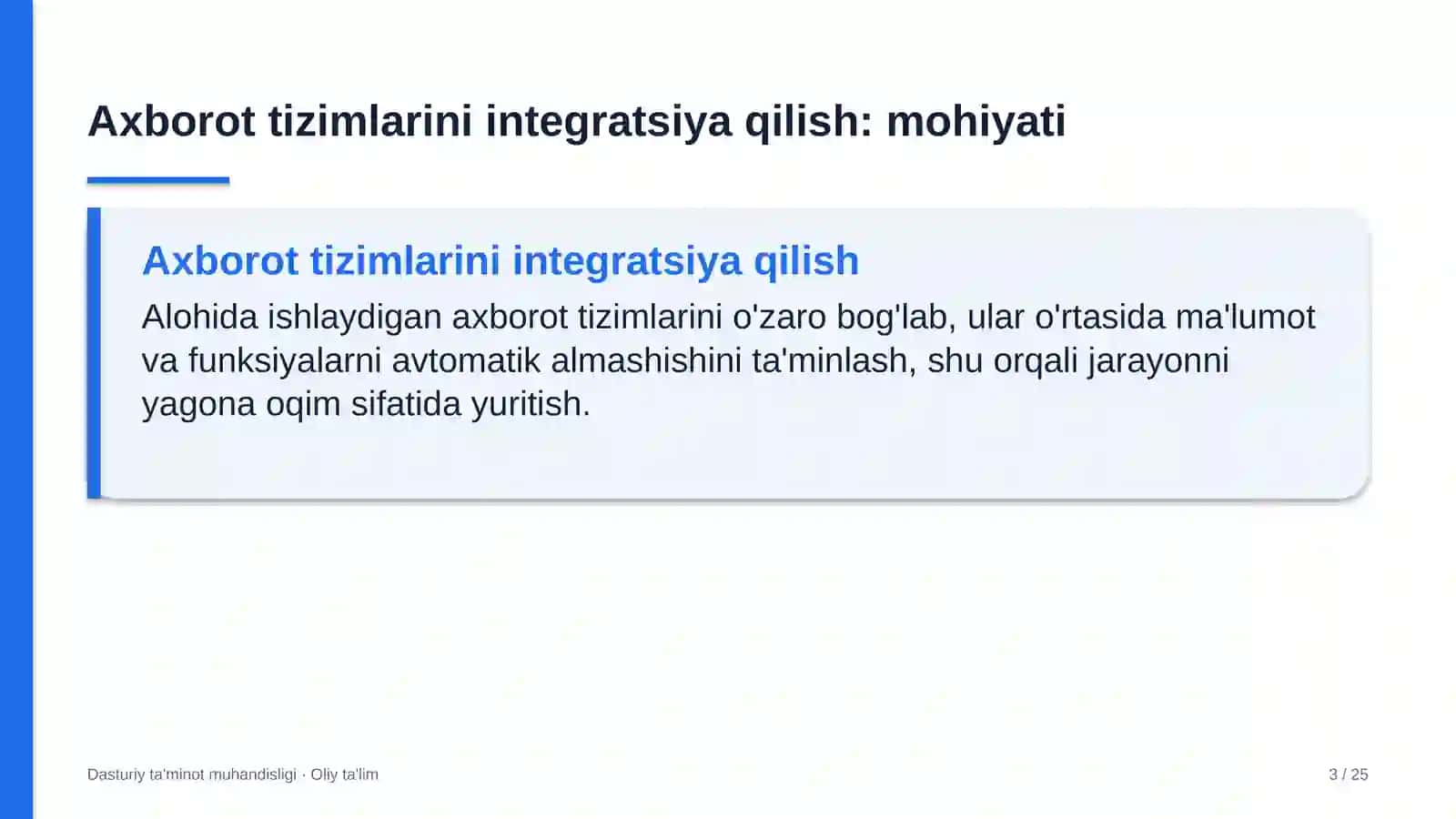 DASTURIY TA'MINOT MUHANDISLIGI · OLIY TA'LIM 3