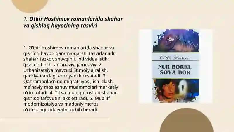 Òtkir Hoshimov romanlarida zamonaviy hayot manzarasi 3