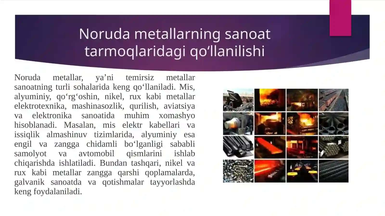 Norudametallarning xalqxo‘jaligidagi o‘rni 3