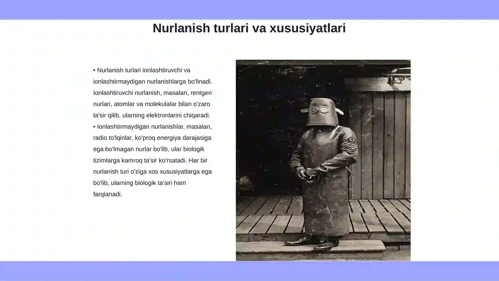 Nurlanishlarning biologik ta'siri va undan himoyalanish 3