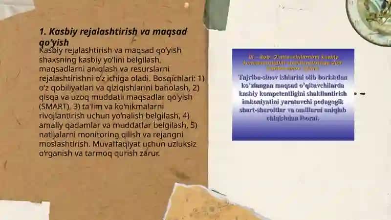 Kasbiy rejalashtirish va maqsad qo‘yish 3