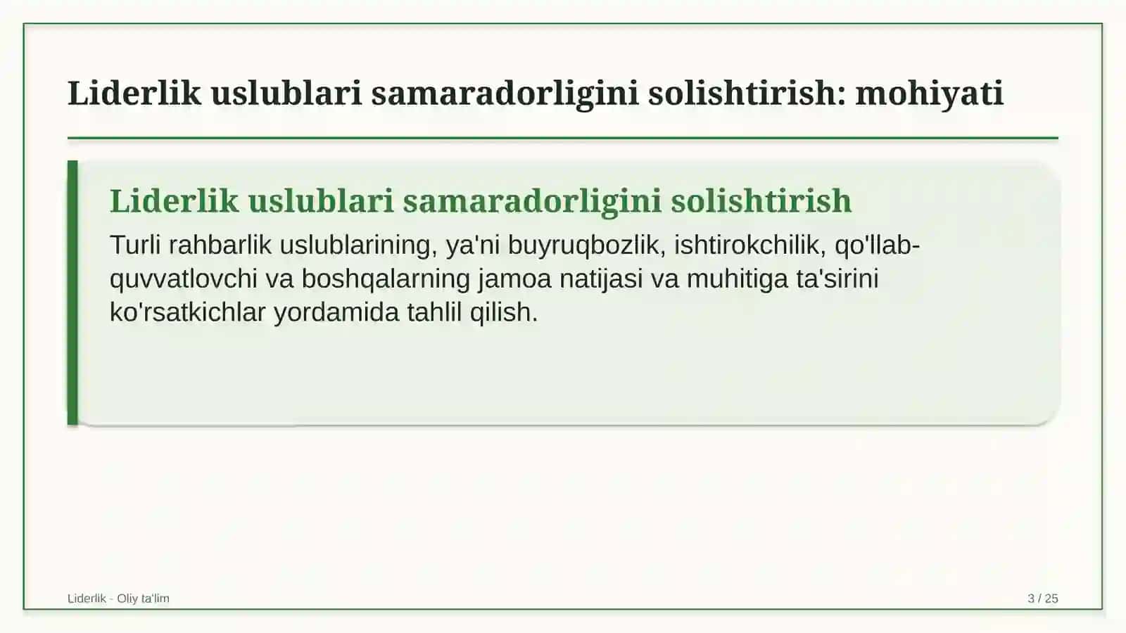 pul o'tkazmalari tizimlarida liderlik uslublarining samaradorligini solishtirish 6573 3