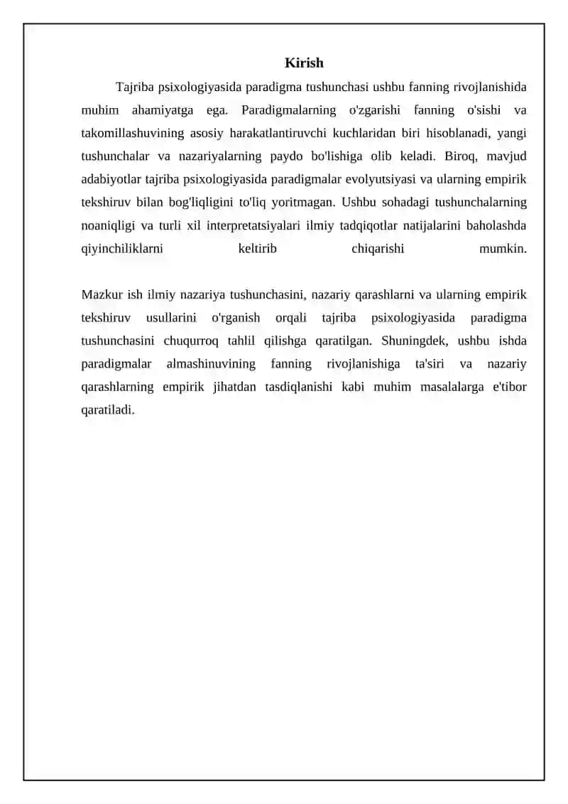 Tajriba psixologiyasida paradigma tushunchasi 3
