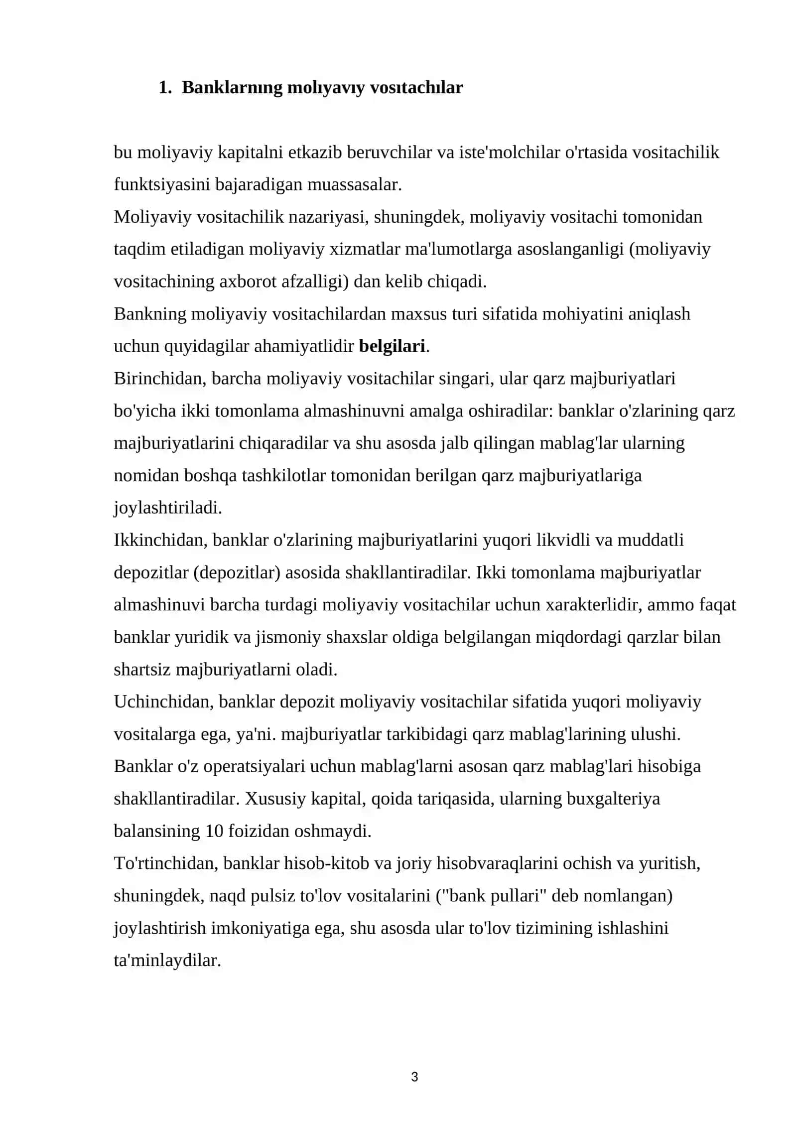 Banklarning moliyaviy vositachilar savdo tashkilotchilar sifati oʻrni 3