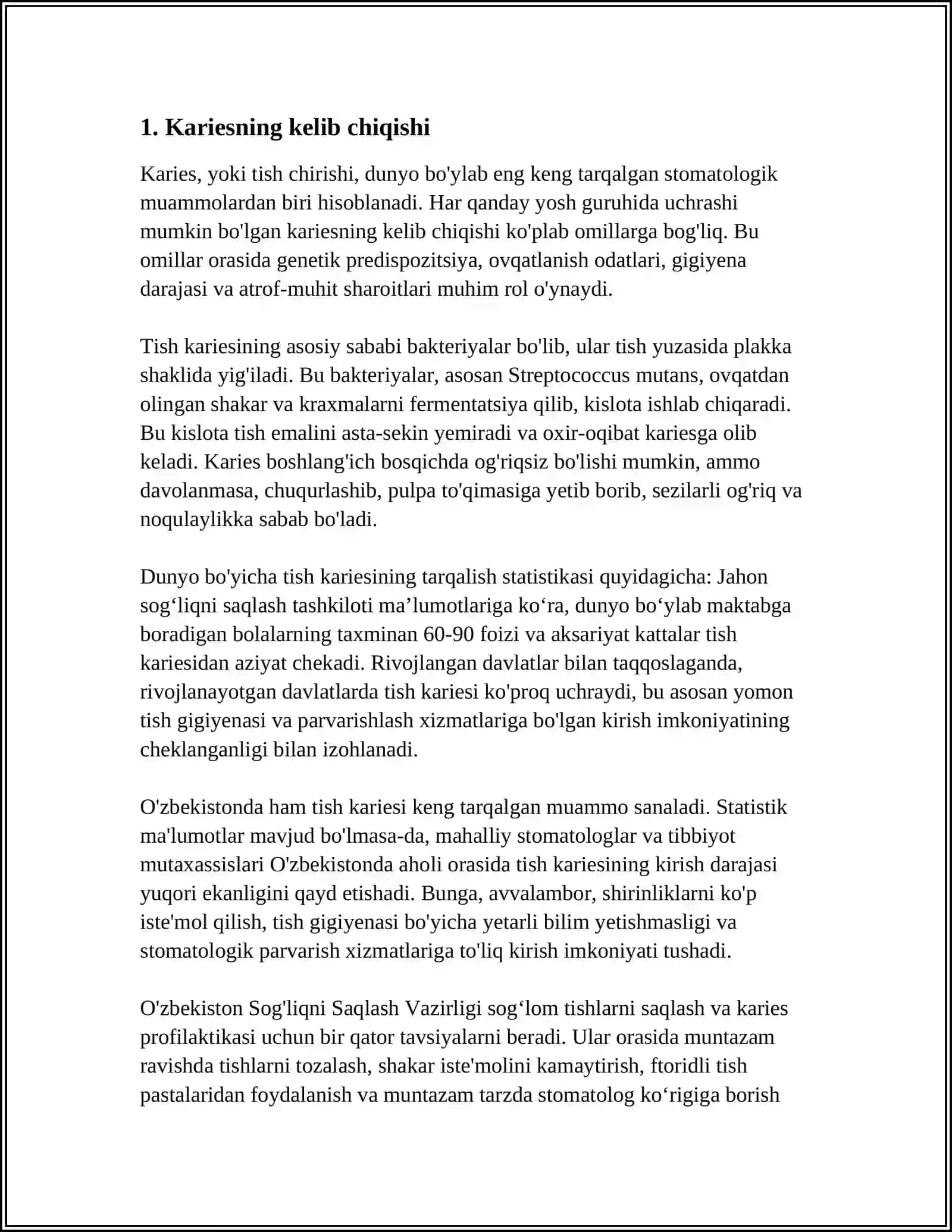 KARIYES XAQIDA TUSHUNCHA. KARIOZ KOVAKLAR TASNIFI 3