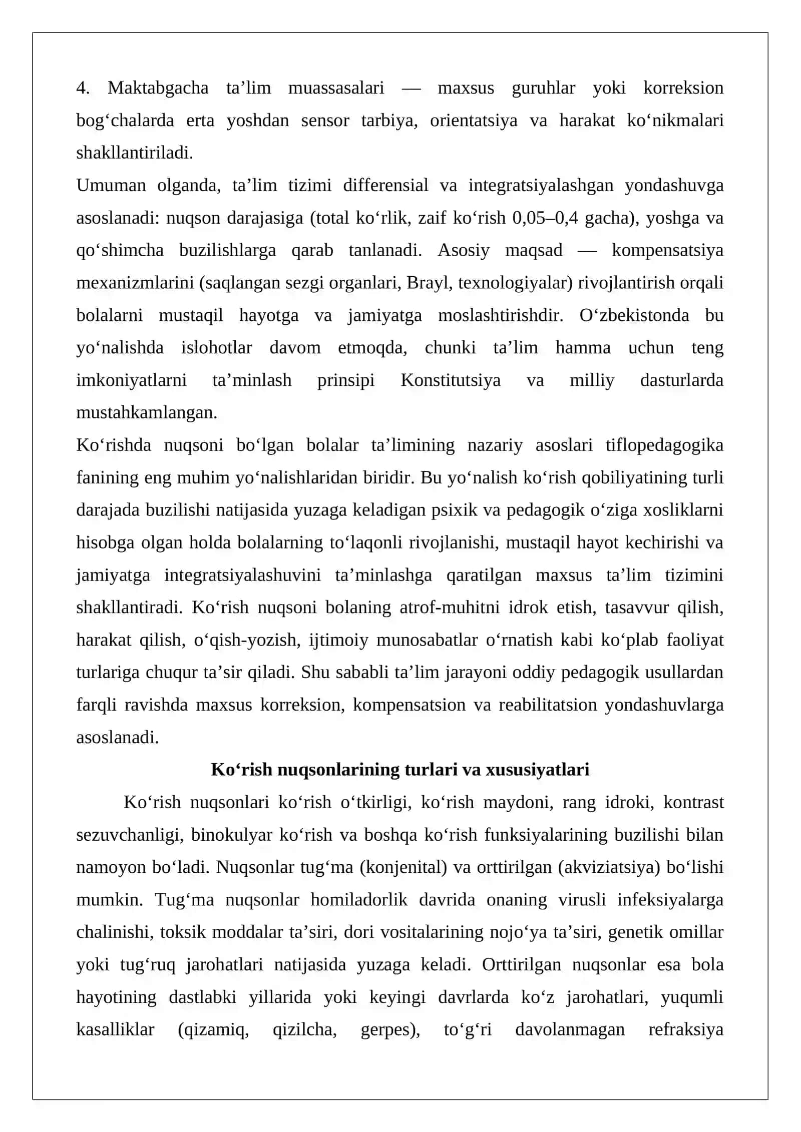 Ko‘rishda nuqsoni bo‘lgan bolalar ta’limining tashkiliy shakllari 3