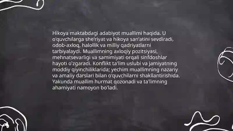 Abdulla Qahhor "Adabiyot muallimi" hikoyasi 3