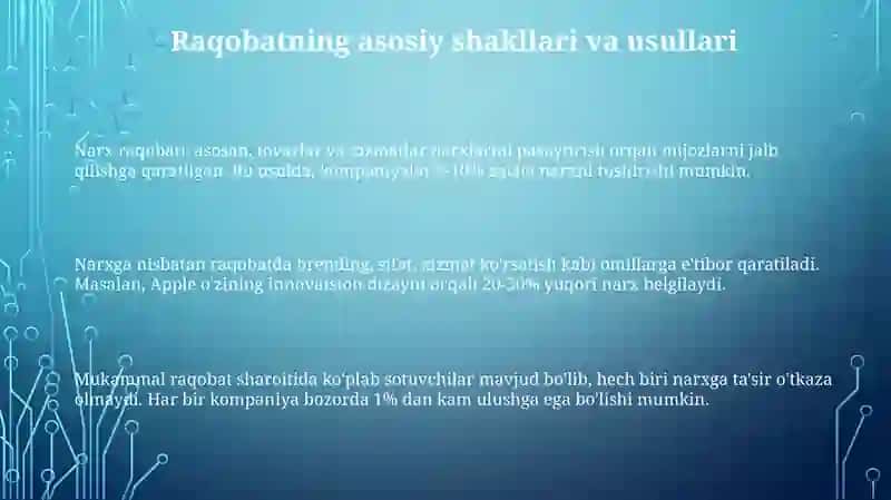 Raqobatning shakllari va usluları 3