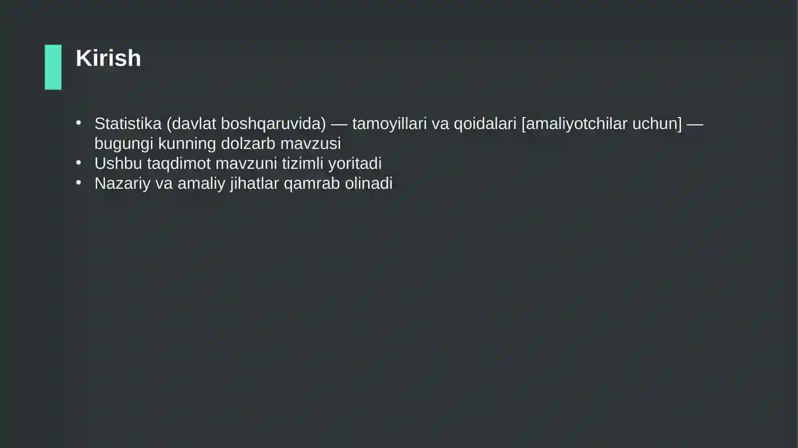 Statistika (davlat boshqaruvida) — tamoyillari va qoidalari [amaliyotchilar uchun] 3