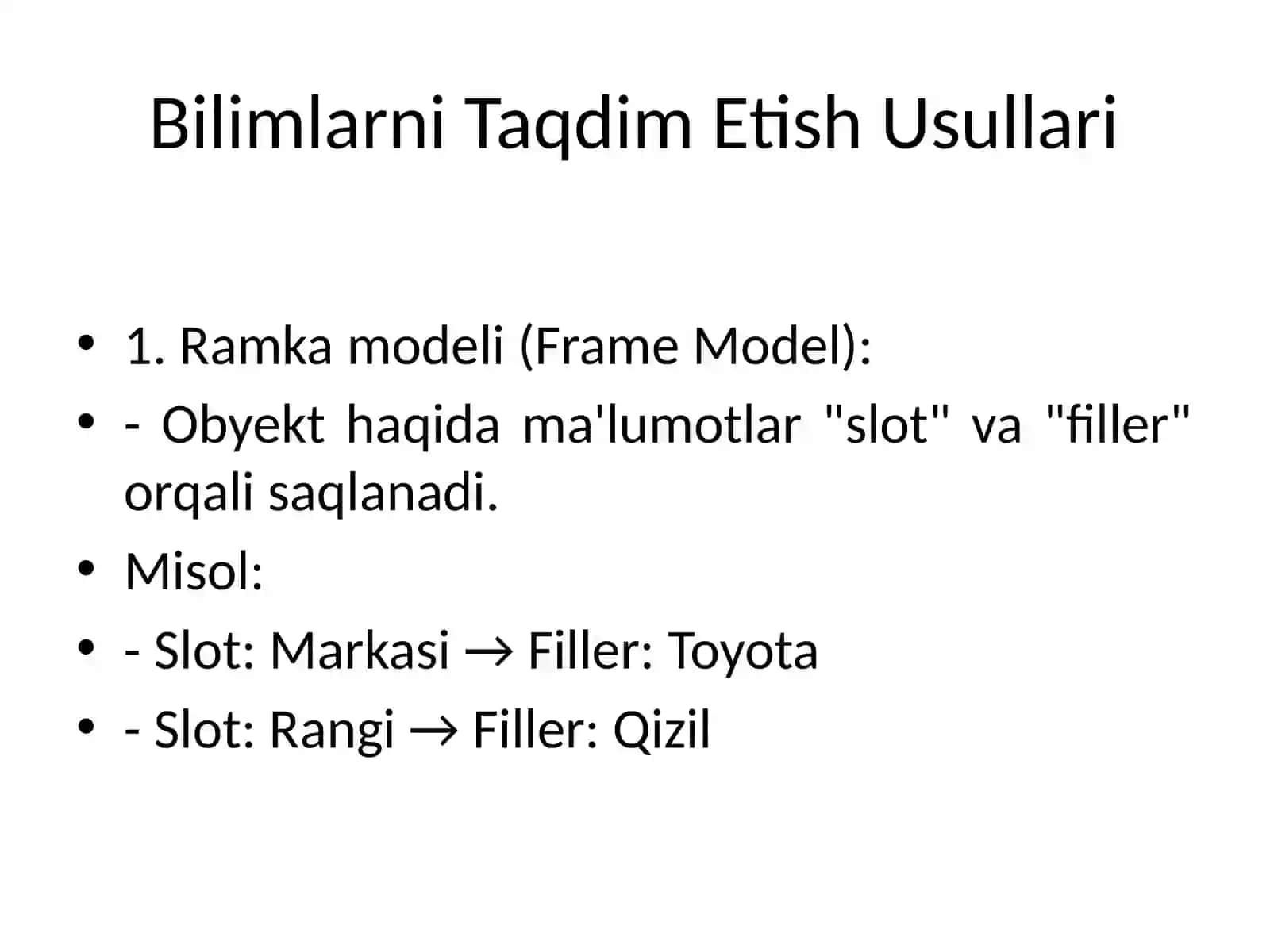 Bilimlar Bazasi, Noravshan Mantiq Moddellari va Bayes Teoremasi 3