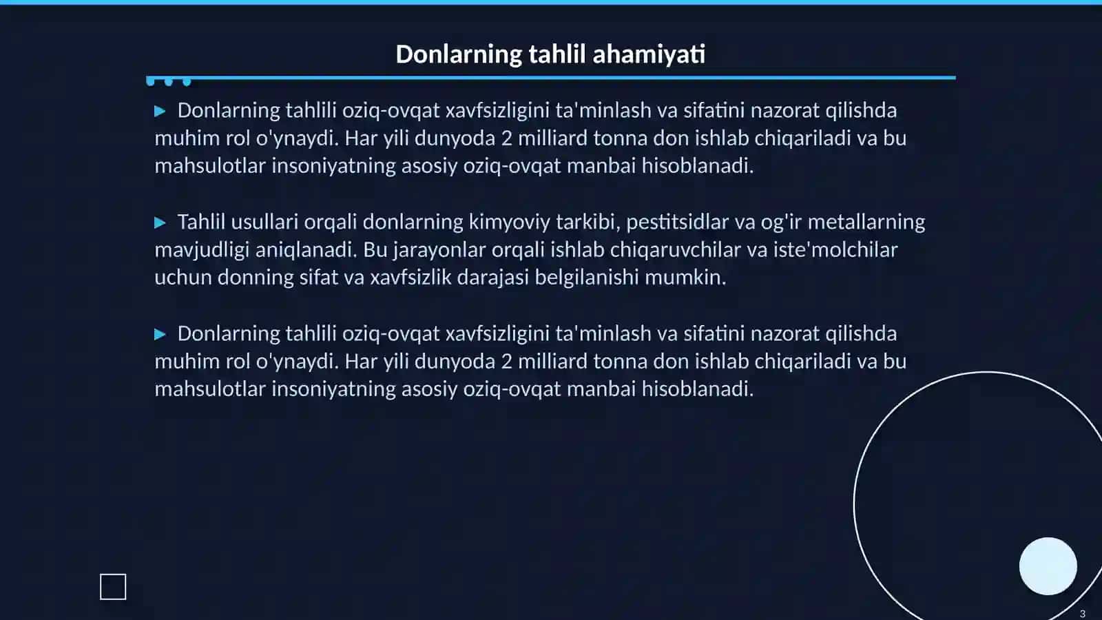 Donlarning tahlil usullari 3