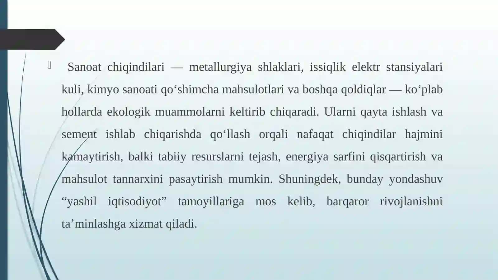 Portlandsement ishlab chiqarishda sanoat chiqindilaridan foydalanish 3