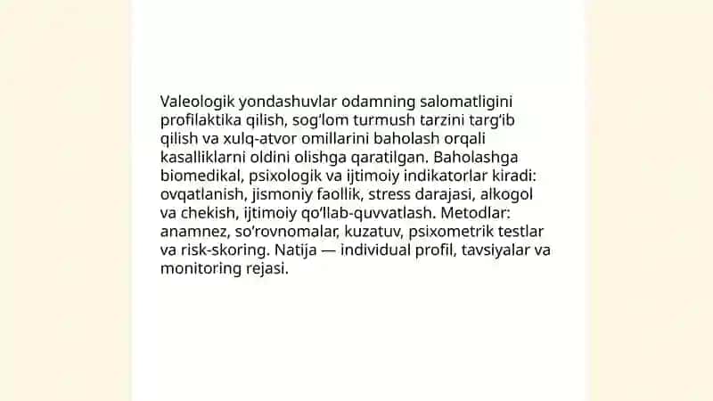 Xulq-atvor omillariga ta'sir koʻrsatishning valeologik yondashuvlari 3