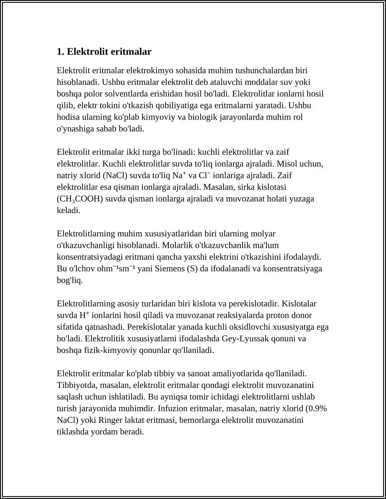 ORGANIZMNING BIOLOGIK SUYUQLIKLARI ELEKTROLIT VA NOELEKTROLIT ERITMALARI 3
