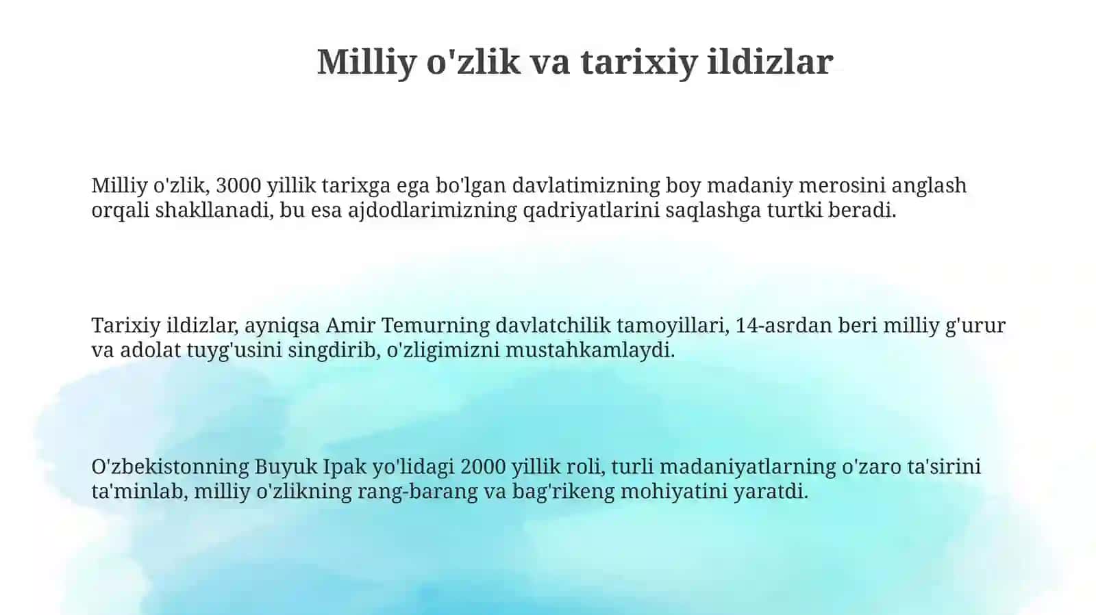 Milliy odatlar va qadriyatlar - el iftixori 3