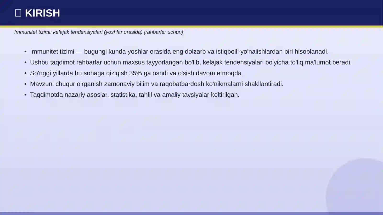 Immunitet tizimi: kelajak tendensiyalari (yoshlar orasida) [rahbarlar uchun] 3