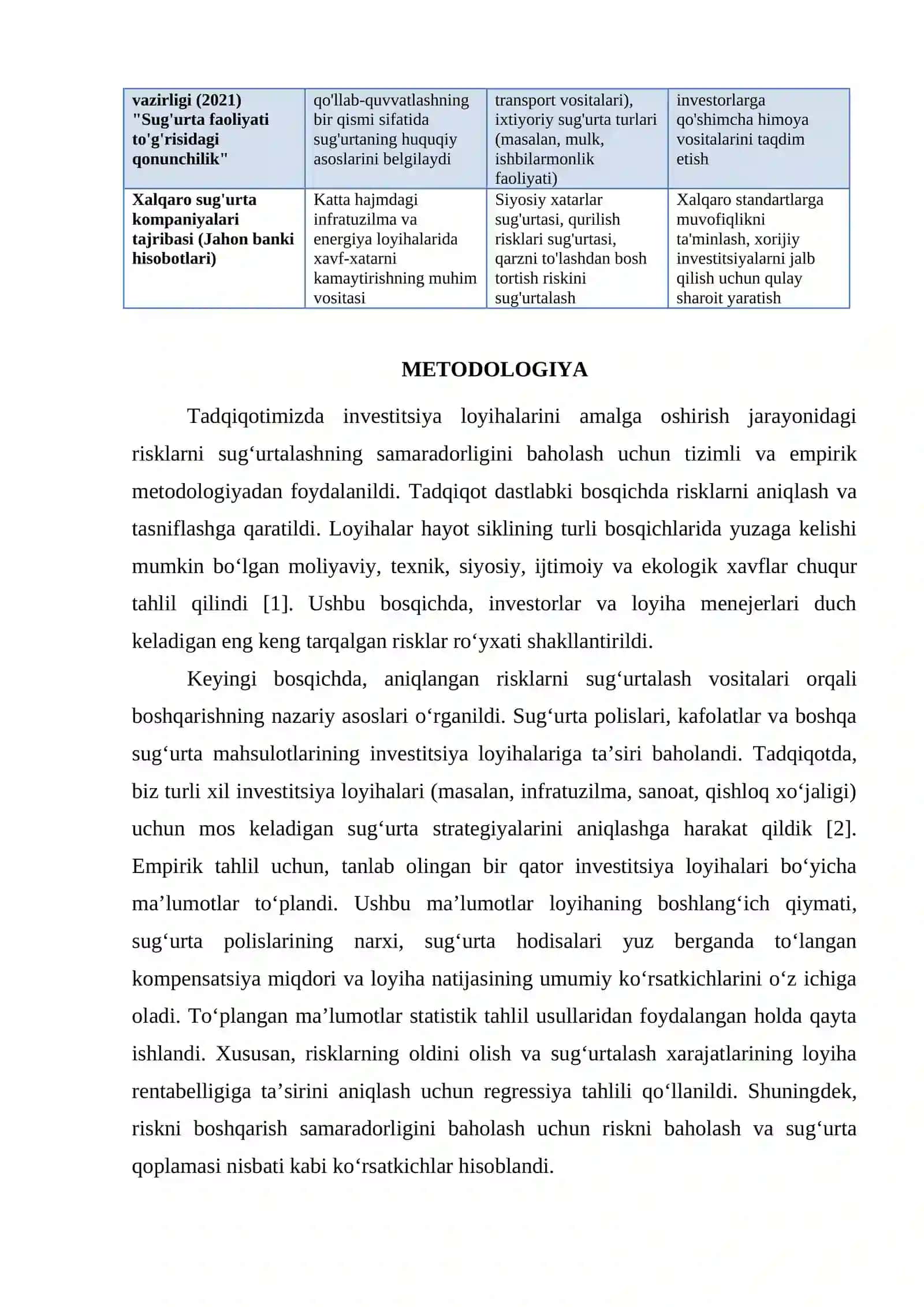 INVESTITSIYA LOYIHALARINI AMALGA OSHIRISHDA RISKLARNI SUG'URTALASH 3