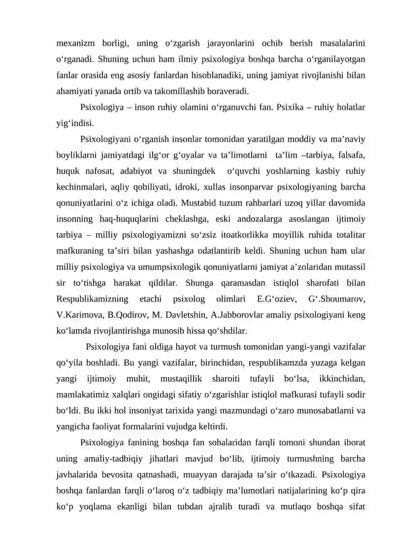 Psixologiya fanining tarixi, rivojlanishi va yo’nalishlari 3
