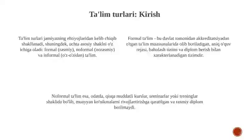 Ta'lim turlari va ularning xususiyatlari 3