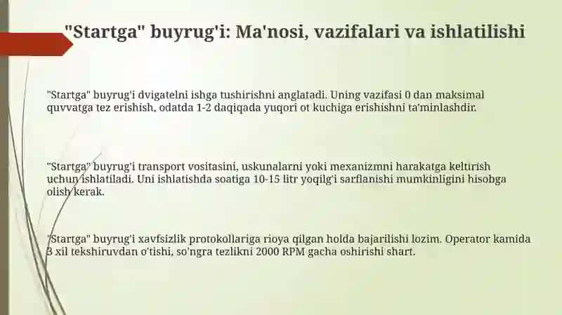 Startga va Marsh komandalarining mazmuni va bajarilishi 3